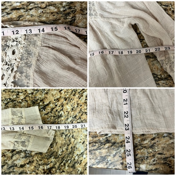 Jolt Ivory Lace Crochet Peasant Tunic Top M Boho Lagenlook Coastal Western - Picture 6 of 9